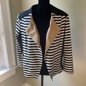 Chico’s Striped Blocked Moto Jacket